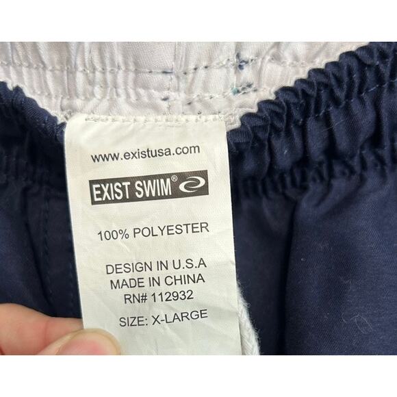 Exist USA Flag Swim Trunks XL Navy 5" Inseam Beach America Patriotic Blue Casual - Picture 6 of 10